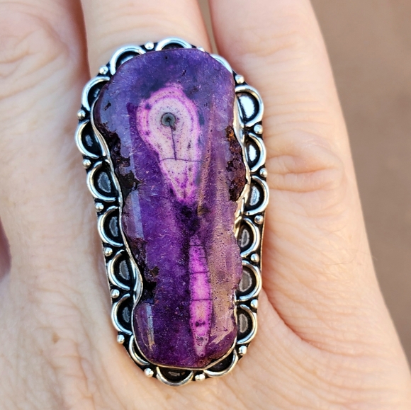 New Unique Purple Solar Quartz 925 Silver Ring. - Picture 9 of 16
